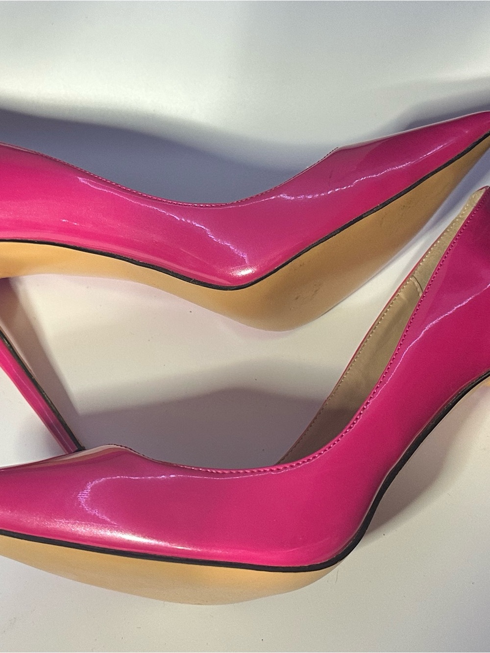 FSJ Hot Pink Patent Pointed Toe Stiletto Pumps